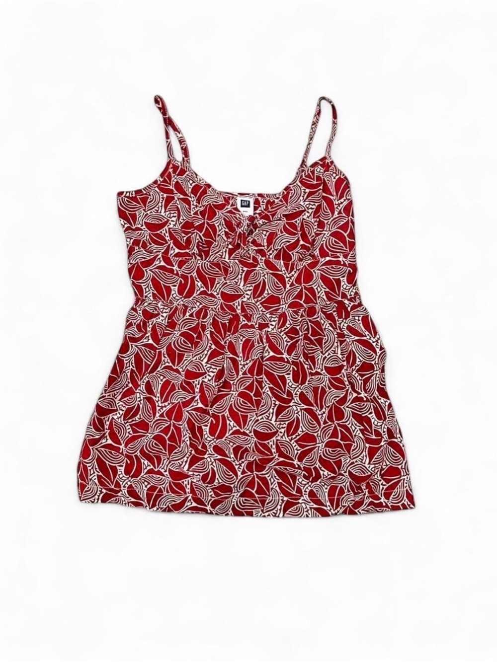 Gap Y2K BabyDoll strap tank top cami Red Leaf-Print Spaghetti size small